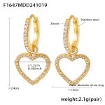 color: F1647-Gold Heart Set with Zircon Earrings