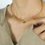 color: XL51 Gold Round Copper Necklace