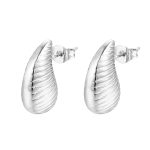 color: Stripes Drop Earrings Steel Color