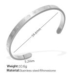 color: SZ218WES White Rhinestone Silver Bangle