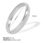 color: SZ125S10-60 Polished Bangle Width 10mm Inner Diameter 60mm-Silver