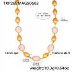 color: TXP269-Gold Pink Opal Necklace 41+5cm