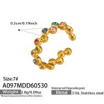 color: A097-Gold Mixed Colors Zircon Ring