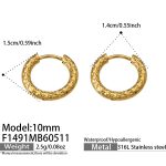 color: F1491-Gold Earrings -10mm Inner Diameter