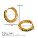 color: EH803 Green Rhinestone Gold Earrings