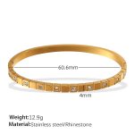 color: SZ213WEG White Rhinestone Gold Bangle