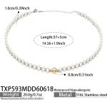 color: TXP593-Shell Pearl Steel Color Necklace -37+5cm