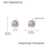 color: F457-Gold Zircon Stud Earrings -3mm