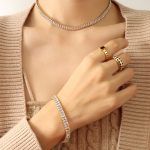 color: P1068-White Zircon Necklace -36cm