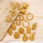 Hollow Hammered Pleated Gold-Plated All-Match Dongguan Stainless Steel Studs Female Personality