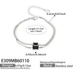 color: E309-Steel Color Black Zircon Bracelet 17+5cm