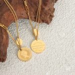 Simple Personalized Cold Style Geometric Stainless Steel round Board Double Layer Twin Design OT Buckle Necklace