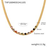 color: TXP180-Gold Colorful Zircon Blade Necklace