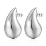 color: High 31MM Hollow Drop Earrings Steel Color MS-197MS