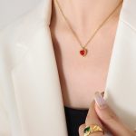 color: P435 Red Zircon Gold Necklace -40+5cm