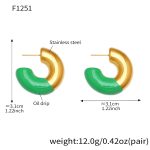 color: F1251-Green Colored Glaze Earrings