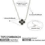 color: TXP225-Black Zircon Steel Color Necklace -41.5+5cm