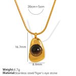 color: XL184 Brown Tiger Eye Gold Earrings