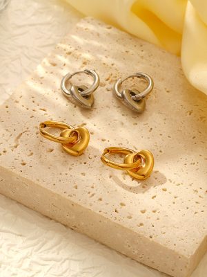 High-End Love Circle Stainless Steel Detachable Earrings Women's Simple Elegant Earrings Ear Studs