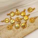 Stainless Steel Personality Twelve Constellation 18K Gold Pendant Bracelet Necklace Accessories DIY Ornament