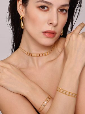Diamond-Shaped Super Flash Sequins Double-Layer Necklace Bracelet Women's Light Luxury Temperament Stainless Steel Set Decorations