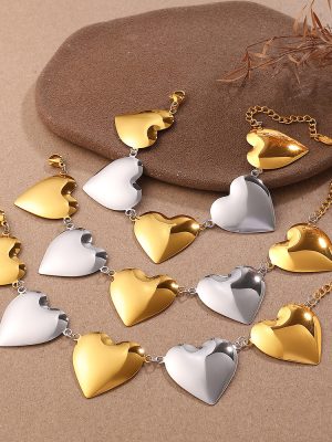 Light Luxury High-Grade Love Contrast Color Bracelet Non-Fading Heart-Shaped All-Match Eye-Catching Super Bright Eye Bracelet
