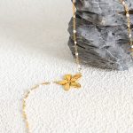Ancient Simple Design Light Luxury Temperament New Stainless Steel Flower Personality Dripping Vintage Necklace for Women