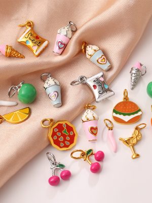 Sweet Dopamine Hamburger Ice Cream Food Shape Pendant All-Match DIY Accessories