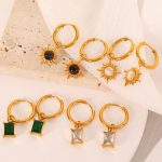 Personalized Earrings Women's All-Match Face Repair Buckle Pendant Earrings Stainless Steel Gold-Plated Temperament