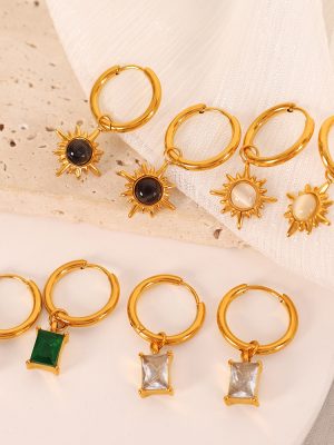 Personalized Earrings Women's All-Match Face Repair Buckle Pendant Earrings Stainless Steel Gold-Plated Temperament
