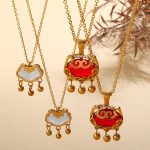Retro Safety Lock Pendant Necklace 18K Gold Plating All-Match Clavicle Chain