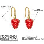 color: F920-Resin Drop Strawberry Zircon Gold Earrings