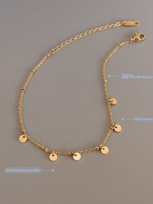 Ornament Leg Chain Wafer Tassel Anklet Women's Stainless Steel 18K Real Gold Foot Ornaments Beach