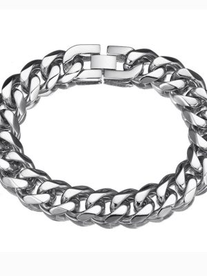 Stainless Steel Cuban Link Chain Men's Necklace Polished Exquisite Domineering Collar Jewelry