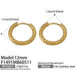color: F1491-Gold Earrings -12mm Inner Diameter