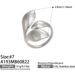 color: A193-Three Layer Leaf Steel Color Open Ring