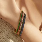 Color Full Rhinestone Zircon Bracelet Stainless Steel 18K Gold Light Luxury Women's Twin Suit