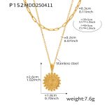 color: P152-Gold Double Layer Necklace 40+5cm