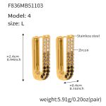 color: F836-4 Black Zircon Earrings -Large