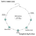 color: TXP511-Light Green Glass Stone Steel Color Necklace 40+5cm