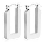color: Cut Rectangle Earrings Steel Color MS-067
