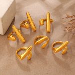 Light Luxury Gold Irregular Geometric Ring Stainless Steel 18K Gold Plating Retro Premium Open Ring