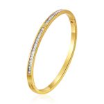 color: Two Rows of Stones Bangle Gold -6
