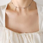 color: P245-Steel Color Horizontal Heart Necklace -35+5cm