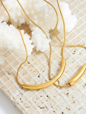 Korean Style Trendy Personalized All-Match Jewelry Design Smile Necklace Stainless Steel Gold Plated Minimalist Clavicle Chain