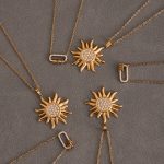 Super Flash 5A Zircon Sun Pendant Clavicle Chain PVD Electroplated Advanced Stainless Steel Necklace