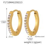 color: F1710-Gold White Zircon Earrings