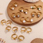 New Personalized Imitation Pearl Advanced Ear Ring Design Stainless Steel 18K Gold Rhinestone All-Match Earrings