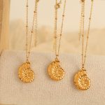 INS Ocean Series Necklace 18K Gold Plating Stainless Steel Conch Pendant All-Match Non-Fading Female