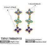 color: TXF617-Blue Zircon Gold Earrings